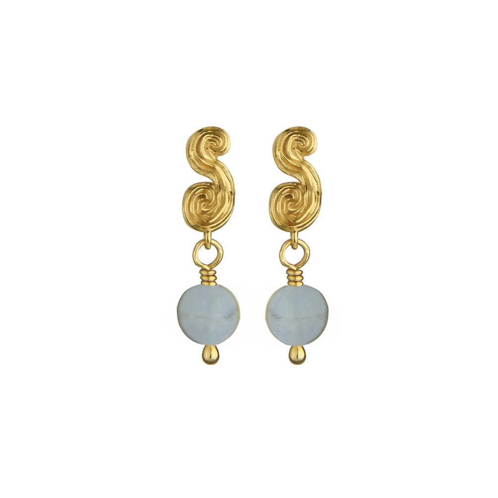 Jeberg Jewellery Ohrringe Seaside Stories Blue Lace Agate, vergoldet