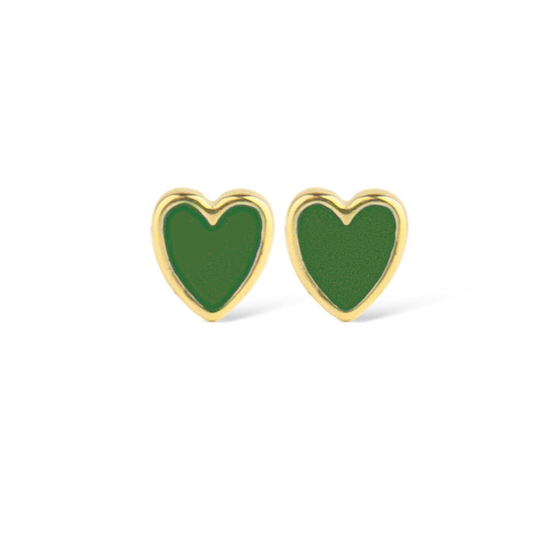 Jeberg Jewellery Ohrstecker Petite Heart Me Green Enamel, vergoldet