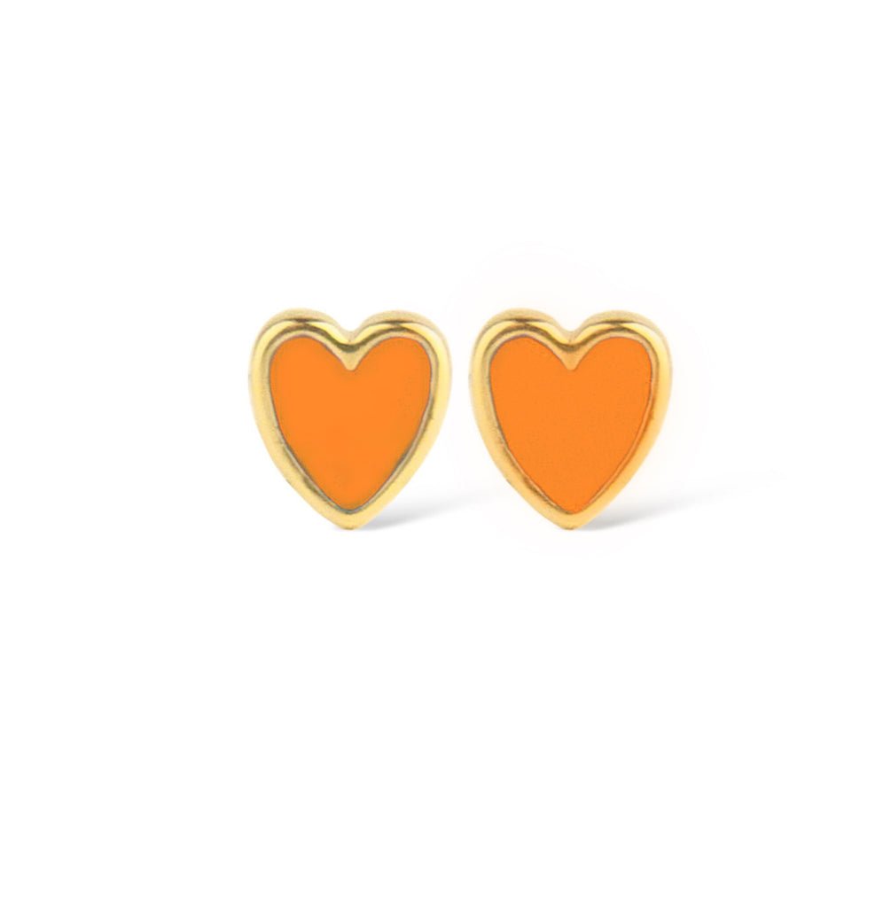 Jeberg Jewellery Ohrstecker Petite Heart Me Orange Enamel, vergoldet