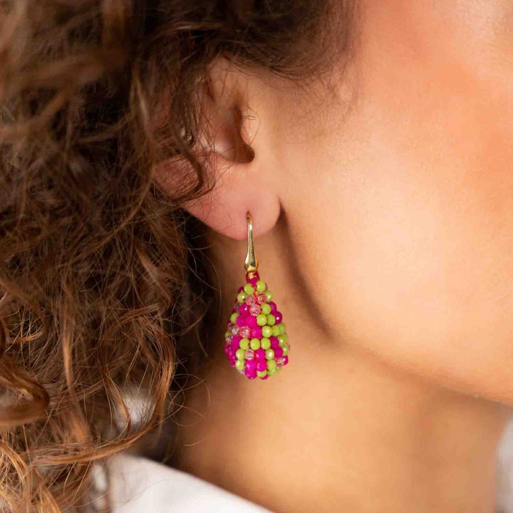 LOTT.gioielli Ohrringe Cone XS, fuchsia/lime, vergoldet