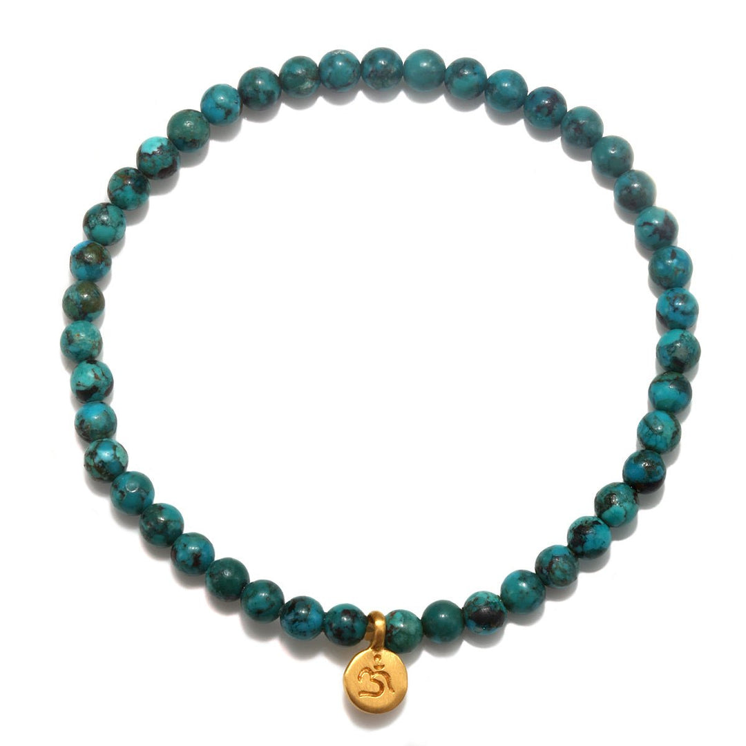 Satya Jewelry Armband Protective Om Turquoise Gemstone, vergoldet