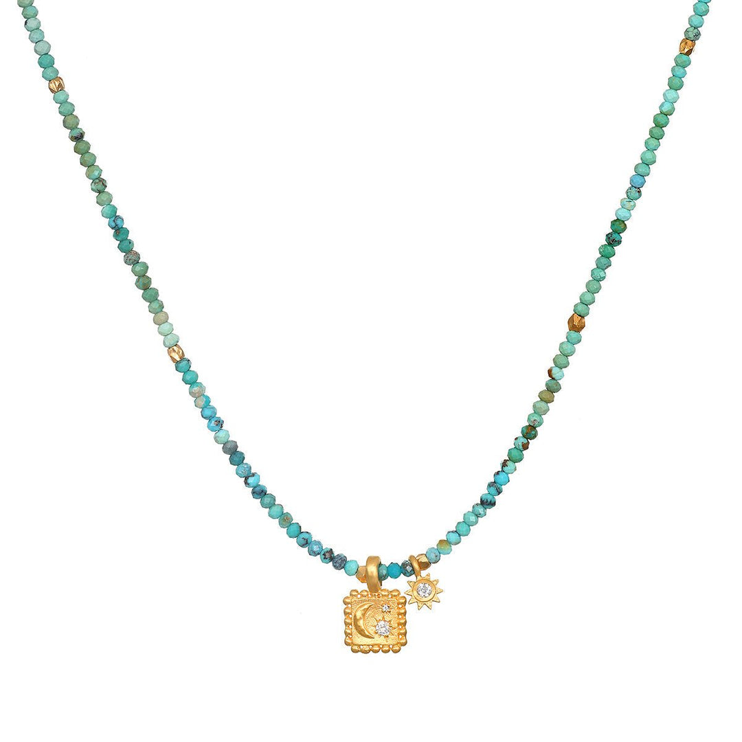 Satya Jewelry Kette Astral Beauty Turquoise Celestial, vergoldet