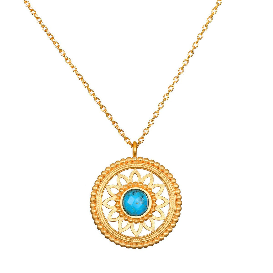 Satya Jewelry Kette Nurture Intuition Turquoise Mandala, vergoldet