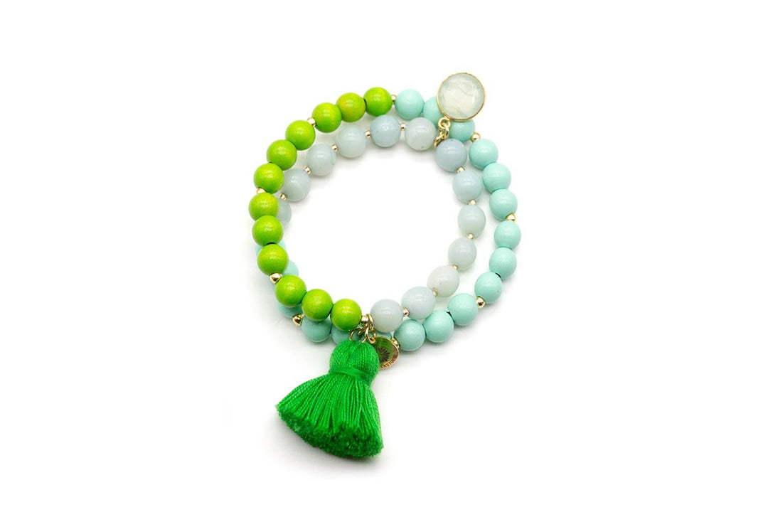 Schmückstück Armband Mala Twin Kingfisher, vergoldet