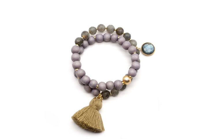 Schmückstück Armband Mala Twin Salvia, vergoldet