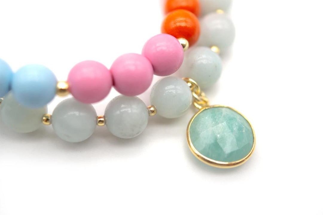 Schmückstück Armband Mala Twin Sorbet, vergoldet