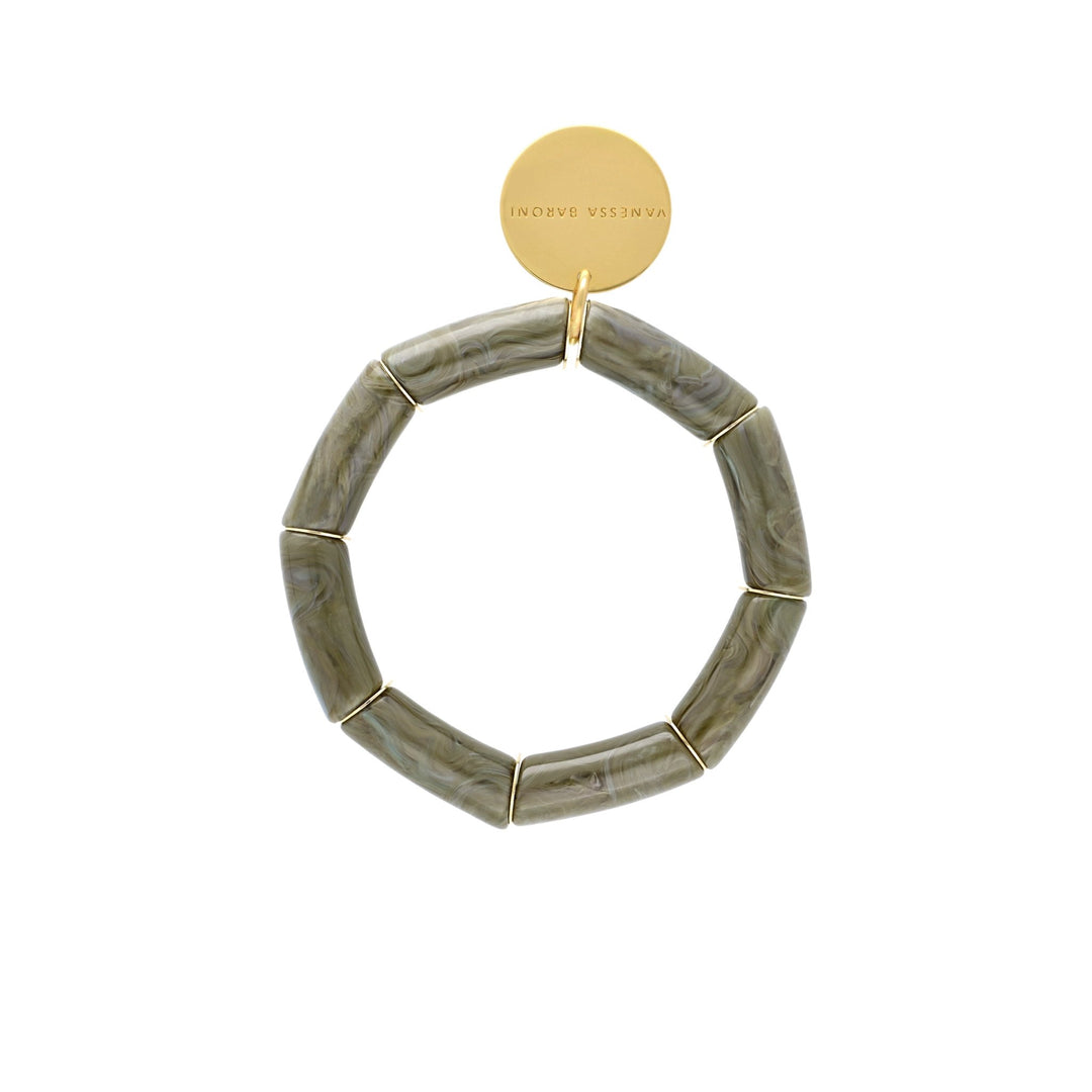 Vanessa Baroni Armband Flex, light olive marble, vergoldet