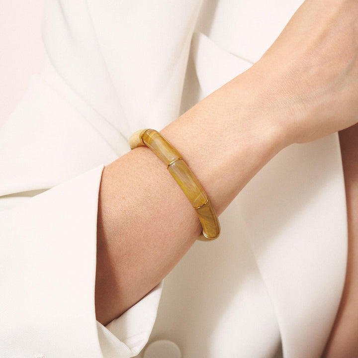 Vanessa Baroni Armband Flex, ocher marble, vergoldet