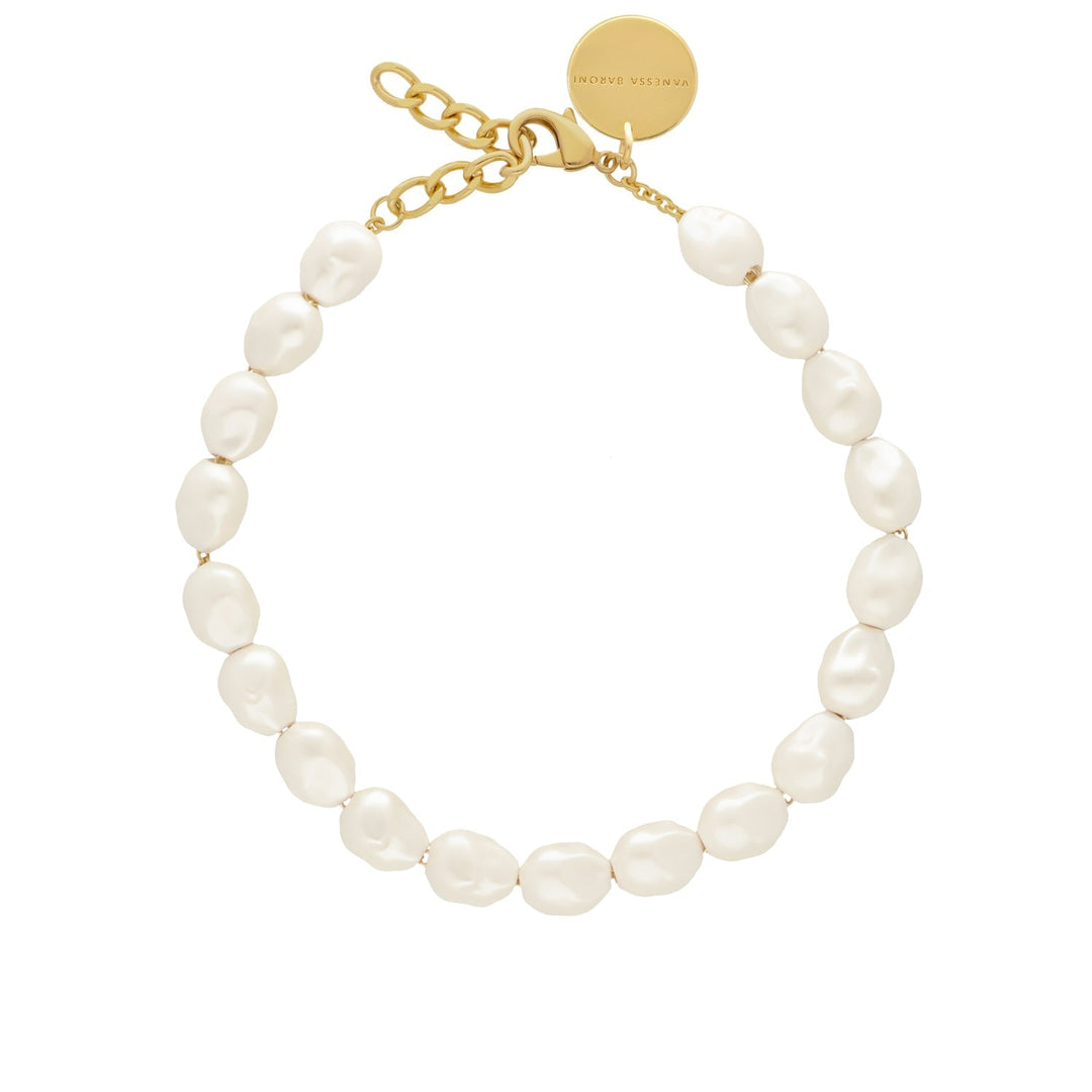 Vanessa Baroni Kette Organic Pearl Short, pearl, vergoldet